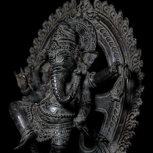Bronze Ganesha Statue, Lord Ganesh, Dancing Ganesha, Ganesha idol, Decorative Ganesha, Ganesha on altar, New Year Gift, 13.7 inch