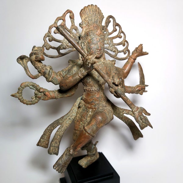 Statue antique de Shiva, statue de Shiva à six bras, statue du seigneur Shiva, danse Shiva Nataraja, décoration d'intérieur, seigneur suprême, dieu du destructeur, 25,4 cm