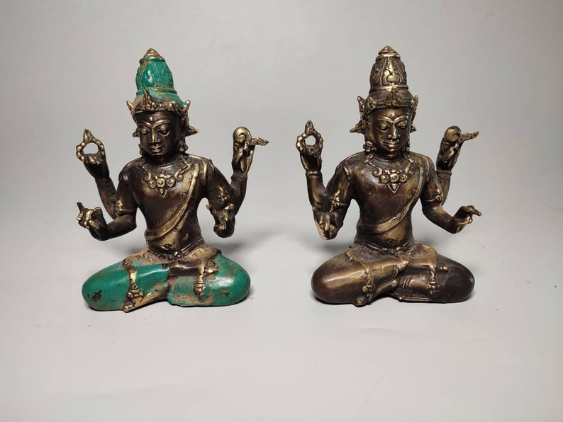 Bronze Vishnu God, Vishnu Sculpture, The Preserver, Hindu God, Collectable Gift, Decorative Vishnu, Home Decor, Rare Item, 4.3 inch image 1