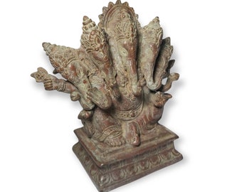 Lord Ganesha, Ganesha a 5 facce, Ganesha seduto, idolo di Ganesha, Ganesha decorativo, Ganesha sull'altare, oggetto raro, Arredamento per la casa, 5,1 pollici