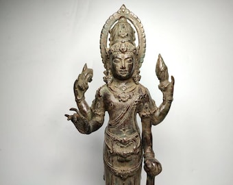 Lord Brahma with Four Arm Statue, Bronze Brahma Statue, Brahma Figurine, Hindu God, Home Decor, Spiritual Figure, Collectable Art, 12.7 inch