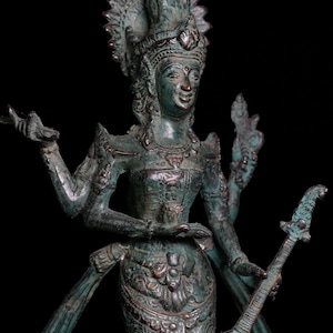 Sarasvati Goddess Statue, Sarasvati Figurine, Goddess of Knowledge, Balinese Arts, Balinese Style, Sarasvati Idol, Hindu God, 13.3 inch