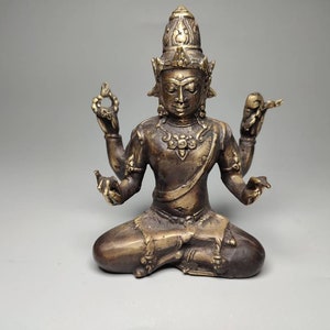 Bronze Vishnu God, Vishnu Sculpture, The Preserver, Hindu God, Collectable Gift, Decorative Vishnu, Home Decor, Rare Item, 4.3 inch Bronze