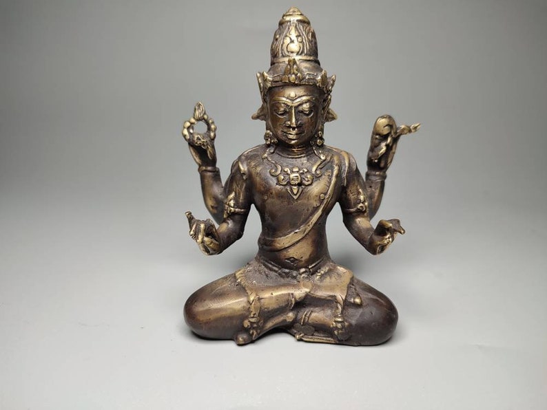 Bronze Vishnu God, Vishnu Sculpture, The Preserver, Hindu God, Collectable Gift, Decorative Vishnu, Home Decor, Rare Item, 4.3 inch Bronze