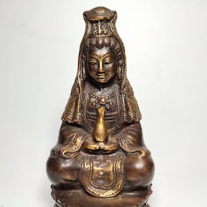 Kuan Yin Statue, Bronze Kuan Yin, Guan Yin Sculpture, Handmade Statue, Kuan Yin Figurine, Goddess Statue, Kuan Yin Desk Decor, 5.5 inch