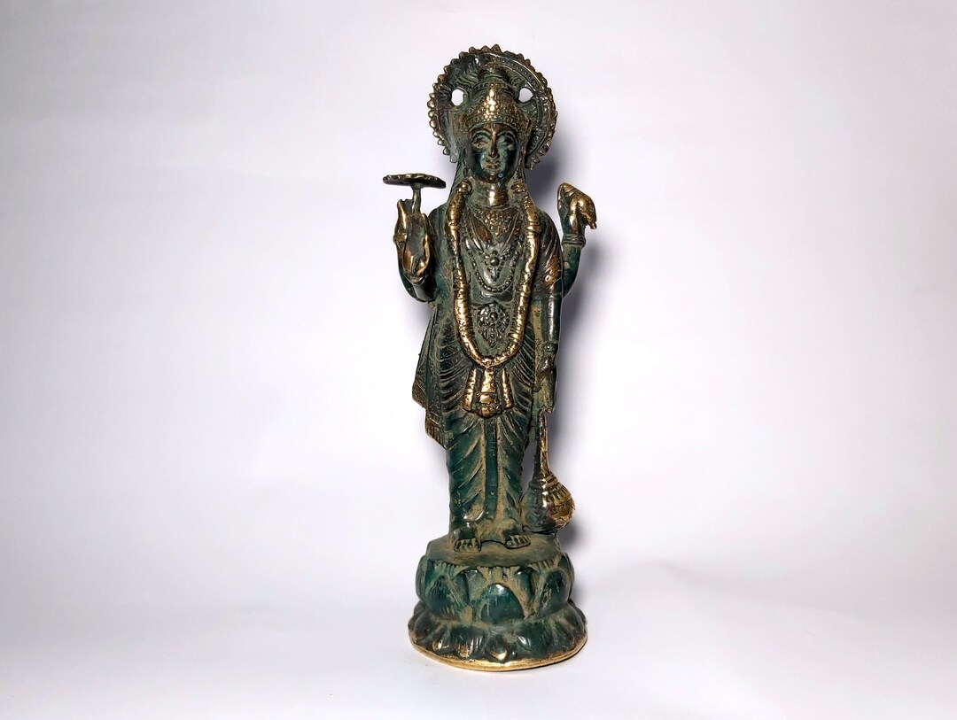 Bronze Vishnu God, Vishnu Four Arms Statue, Lord Vishnu, Bronze