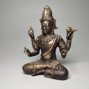 Bronze Vishnu God, Vishnu Sculpture, The Preserver, Hindu God, Collectable Gift, Decorative Vishnu, Home Decor, Rare Item, 4.3 inch image 4