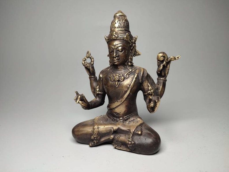 Bronze Vishnu God, Vishnu Sculpture, The Preserver, Hindu God, Collectable Gift, Decorative Vishnu, Home Decor, Rare Item, 4.3 inch image 4