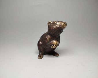 Bronze mouse sculpture, mouse statue, standing mouse, wildlife collectable, rodent figurine, foundry cast bronze, 2.9 inch