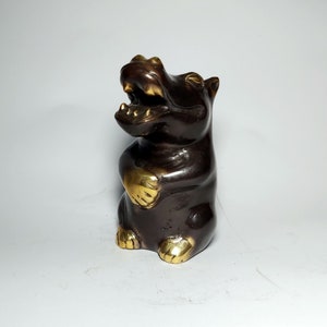 Bronze Hippo Open The Mouth, Animal Figurine, Animal Lover, Wild Hippo, Cute Hippo, Home Decor, Nice Gift, Birthday Gift, 3.9 inch