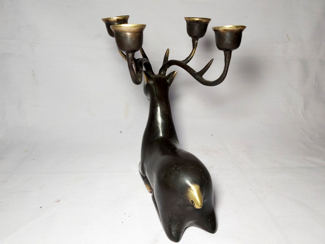 Deer Candle Holder Four Candle Holder Bronze Deer Sculpture Etsy