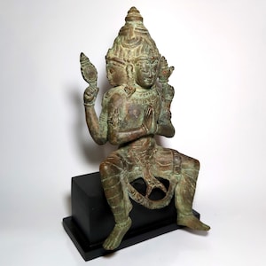 Four Faced Brahma Statue with 4 Arm, Brahma Bronze Sculpture, Hindu God, Antique Brahma God, Brahma Idol, Home Decor, 10.6 inch