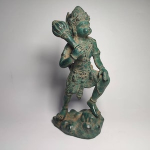 Bronze Hanuman Statue, King of Monkey, Lord Hanuman, Hanuman Figurine, Hanuman Sculpture, Ramayana Story, Home Decor, Birthday Gift, 12.2&quot;