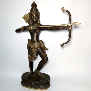 Bronze Arjuna Sculpture, Arjuna Statue, Epic Mahabharata, Archer Hero, Collectible Gift, Indian God , Hindu God Brass, 14.5 inch