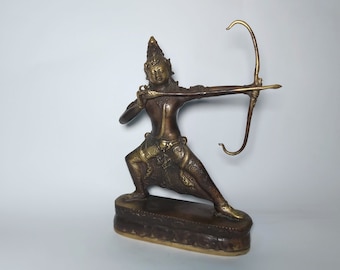 Arjuna Statue, Epic Mahabharata, Archer Hero, Collectible Gift, Indian God , Hindu God Brass, Birthday Gift, 7.6 inch