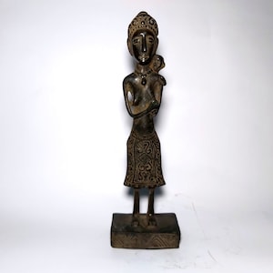 Women Dayak Statue, Dayak Borneo Style, Bronze Sculpture, Rustic Statue, Primitif Bronze Sculpture, Home Decor, Birthday Gift, 9.8 inch