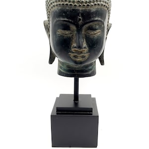 Bronze Buddha Head On Base, Buddha Head Sculpture, Buddha Figurine, Buddha Bronze, Indonesian Style, Home Decor, Height 10.8 inch