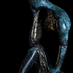 Abstract Bronze Statue, Seated Melancholy Sculpture, Elegant Seated, Home Decor, Modernist Abstract, Rare Find, Christmas Gift, 11.8 Inch