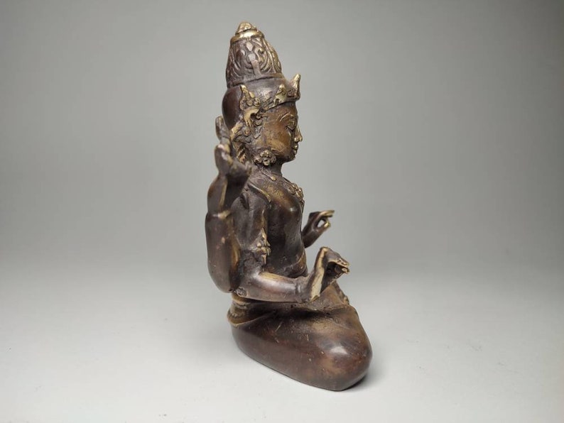 Bronze Vishnu God, Vishnu Sculpture, The Preserver, Hindu God, Collectable Gift, Decorative Vishnu, Home Decor, Rare Item, 4.3 inch image 5