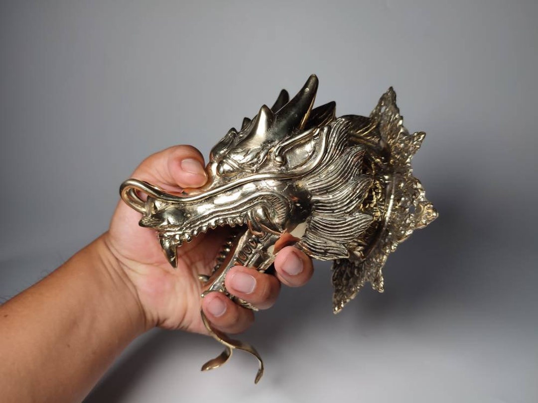 Bronze Dragon Head Statue, Dragon Head Figurine, Chinese Dragon, Wall Art, Pull Door, Gift for