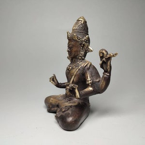 Bronze Vishnu God, Vishnu Sculpture, The Preserver, Hindu God, Collectable Gift, Decorative Vishnu, Home Decor, Rare Item, 4.3 inch image 6