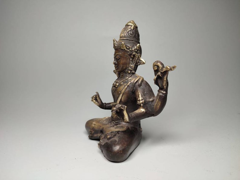 Bronze Vishnu God, Vishnu Sculpture, The Preserver, Hindu God, Collectable Gift, Decorative Vishnu, Home Decor, Rare Item, 4.3 inch image 6