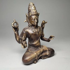 Bronze Vishnu God, Vishnu Sculpture, The Preserver, Hindu God, Collectable Gift, Decorative Vishnu, Home Decor, Rare Item, 4.3 inch image 7