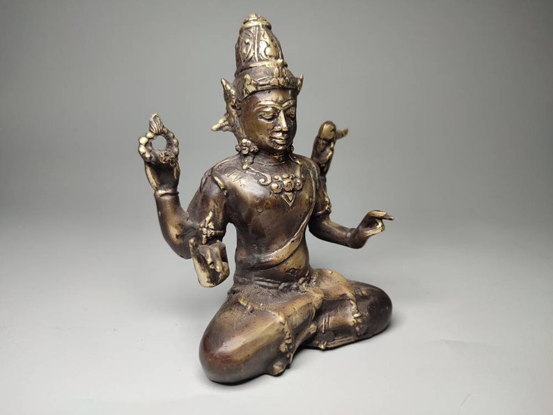 Bronze Vishnu God, Vishnu Sculpture, The Preserver, Hindu God, Collectable Gift, Decorative Vishnu, Home Decor, Rare Item, 4.3 inch image 7