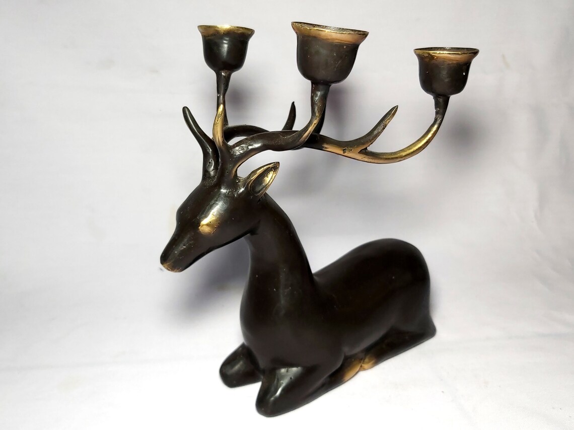 Deer Candle Holder Four Candle Holder Bronze Deer Sculpture Etsy