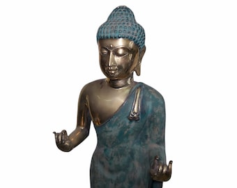 Bronze Buddha Sculpture, Antique Buddha, Buddha Figurine, Buddhist Altar, Meditation Buddha , Standing Buddha, Home Decor, 28.3 inch