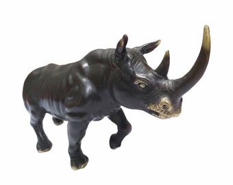 Bronzen neushoorn standbeeld, neushoorn beeldje, wild dier, decor van het huis, cadeau voor vriend, verjaardagscadeau, 10,2 inch