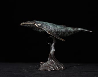 Bronze Whale Statue, Blue Whale, Baleen Whale Figurine, Sea Animal, Home Decor, Rare Item, Animal Lover, Exclusive Statue, 5.1 inch