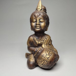 Little Krishna Bronze, Bronze Sculpture, Baby Krishna, Lord Krishna, Krishna Eating Butter, Home Decor, Birthday Gift, 3.9 inch
