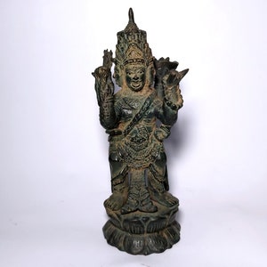 Four Faced Brahma God, Brahma Catur Muka, Bronze Brahma Statue, Hindu God, Antique Brahma God, Brahma Idol, Home Decor, Birthday Gift, 7.8&quot;