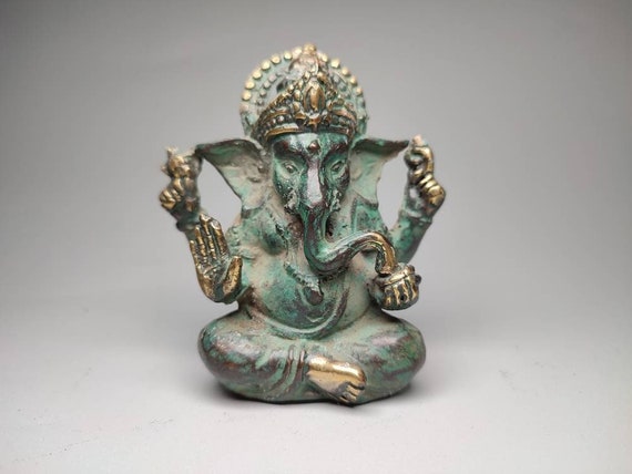 ブロンズガネーシャ像、ガネーシャ神、ブロンズガネーシャ、座る