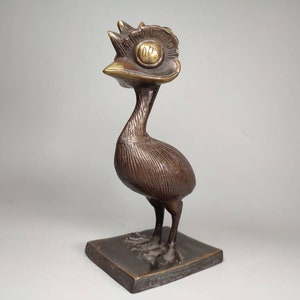 Bronze Ostrich Sculpture, Ostrich Bird Statue, World&#39;s Largest Bird, Animal Figure, Home Decor, Collectable Gift, Birthday Gift, 7.4 inch