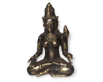 Deusa Tara de bronze, escultura da deusa Tara, Lakshmi Bali, escultura de arte hindu, deusa hindu, decoração para casa, presente de aniversário, 4,3 polegadas