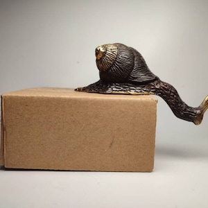 Bronzen slaksculptuur, slakstandbeeld, massief brons, verzamelcadeau voor tuinders, dierenfiguur, dierenliefhebber, verjaardagscadeau 1,9 inch