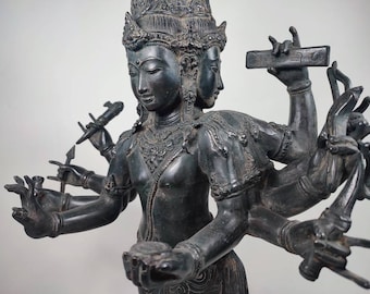 Rare Brahma Statue, Bronze Brahma Statue, Antique Brahma God, Javanese Brahma Style, Home Decor, Birthday Gift, 25.9 inch