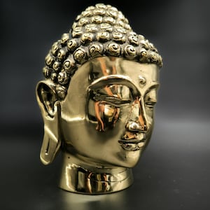 スコータイ様式 仏頭 Buddha【アンティーク】 仏像 - アンティークタイ風ブロンズ仏頭像 - 35 cm/14