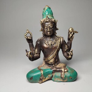 Bronze Vishnu God, Vishnu Sculpture, The Preserver, Hindu God, Collectable Gift, Decorative Vishnu, Home Decor, Rare Item, 4.3 inch 3 colors