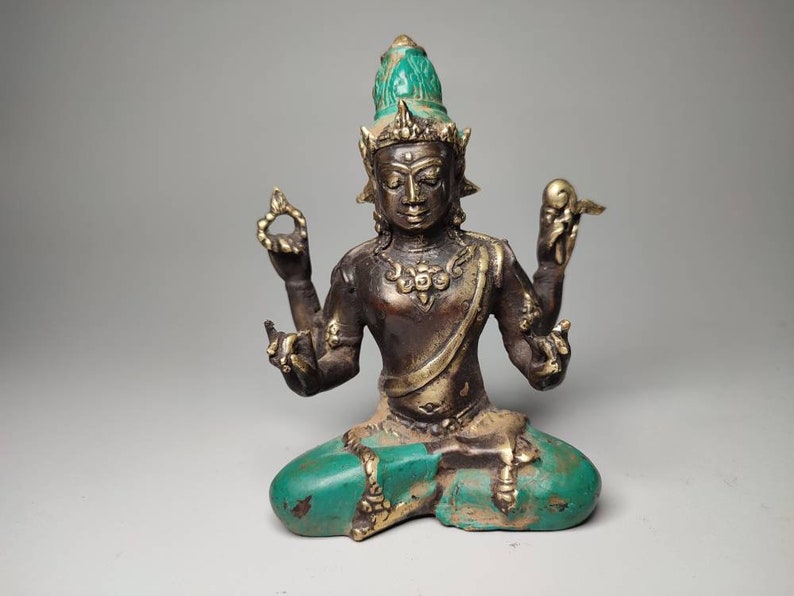 Bronze Vishnu God, Vishnu Sculpture, The Preserver, Hindu God, Collectable Gift, Decorative Vishnu, Home Decor, Rare Item, 4.3 inch 3 colors