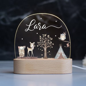 Gepersonaliseerde regenboognachtlamp van acryl, geboortecadeau, doopcadeau, kinderkamercadeau, verjaardagscadeau, bedlamp
