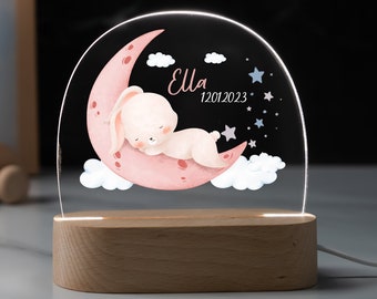Lampe de nuit arc-en-ciel personnalisée en acrylique, cadeau bébé naissance, cadeau baptême, chambre d'enfant, cadeau anniversaire, lampe de chevet
