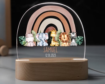 Personalisierte Regenbogen Nachtlampe aus Acryl, Babygeschenk Geburt, Taufgeschenk, Kinderzimmer, Geburtstagsgeschenk, Nachttischlampe