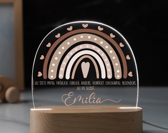 Personalized rainbow night lamp made of acrylic, baby gift birth, christening gift, children&#39;s room, birthday gift, bedside lamp