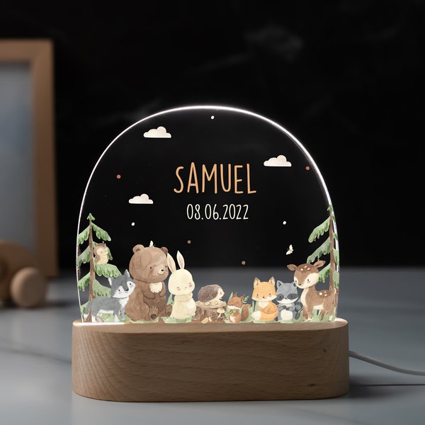 Gepersonaliseerde regenboognachtlamp van acryl, babycadeau geboorte, doopcadeau, kinderkamer, verjaardagscadeau, bedlampje