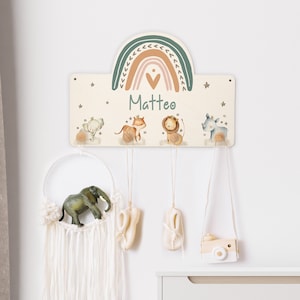 Children's wardrobe personalized with name rainbow wood Birthday gift Baptism gift Birth gift Children's room decoration image 1