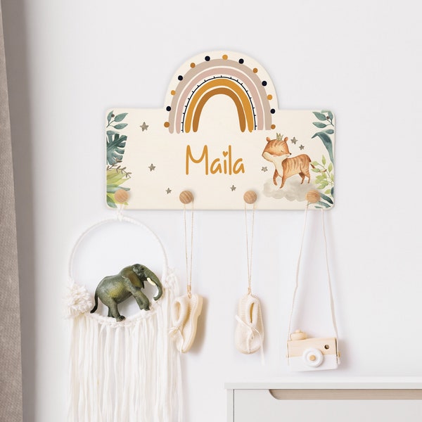 Children's wardrobe personalized with name rainbow wood | Birthday gift | Baptism gift | Birth gift | Children's room decoration