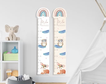 Bâton de mesure personnalisé 65 -150 cm en bois/aluminium pour enfant, avec nom et motif, barre de mesure, cadeau de baptême, chambre d'enfant, anniversaire